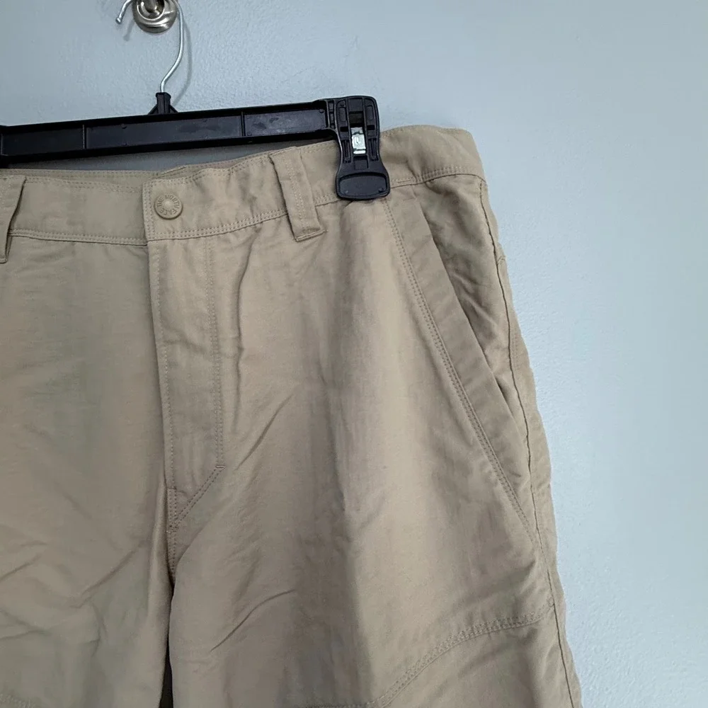 The North Face Mens Khaki Nylon Hiking Shorts Tan Outdoor Trail Size 36